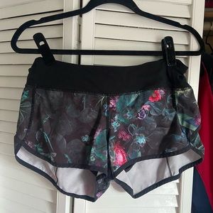 lululemon Black Floral Athletic Shorts